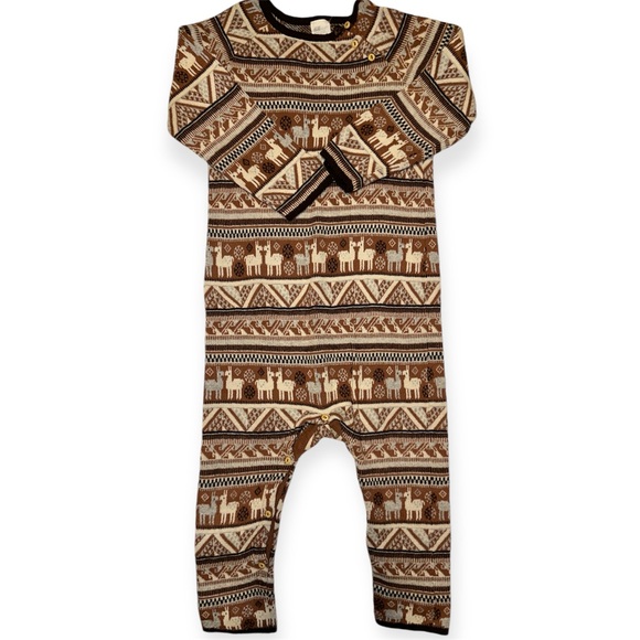Organic Cotton Knit Llama Toddler Jumpsuit - Picture 3 of 5
